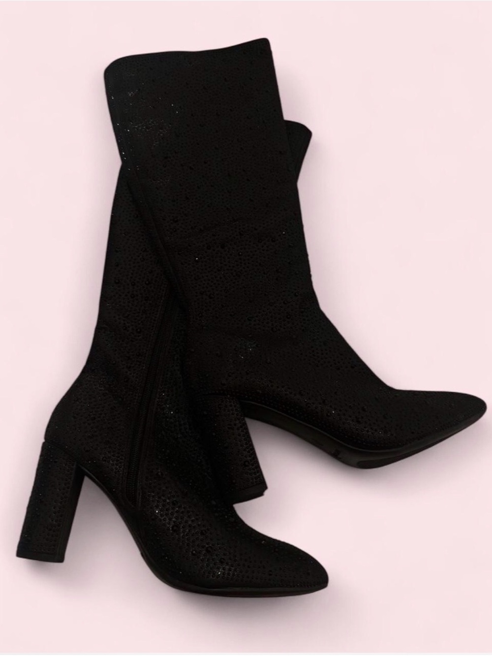 Top Moda Black Sparkle Heeled Boot